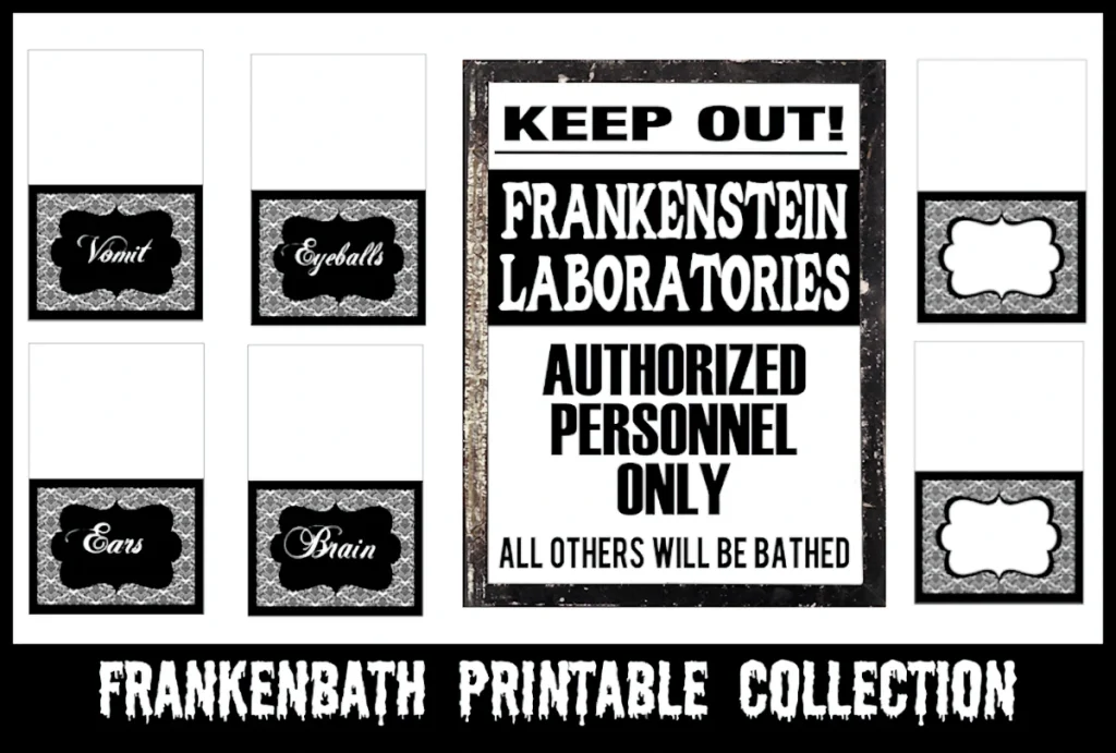 frankenbath halloween printable collection 