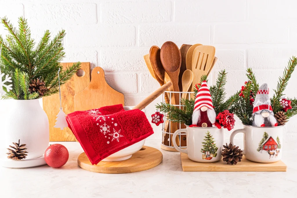 have baking utensils ready and part of christmas decoration