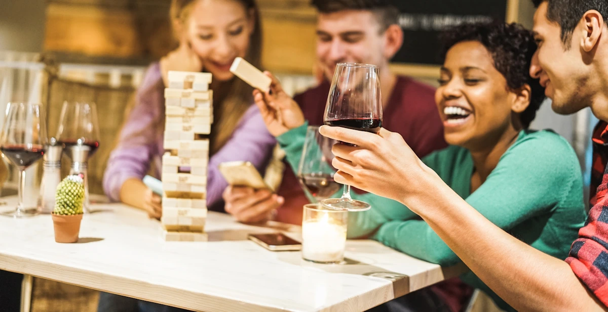 jenga and wine game night party