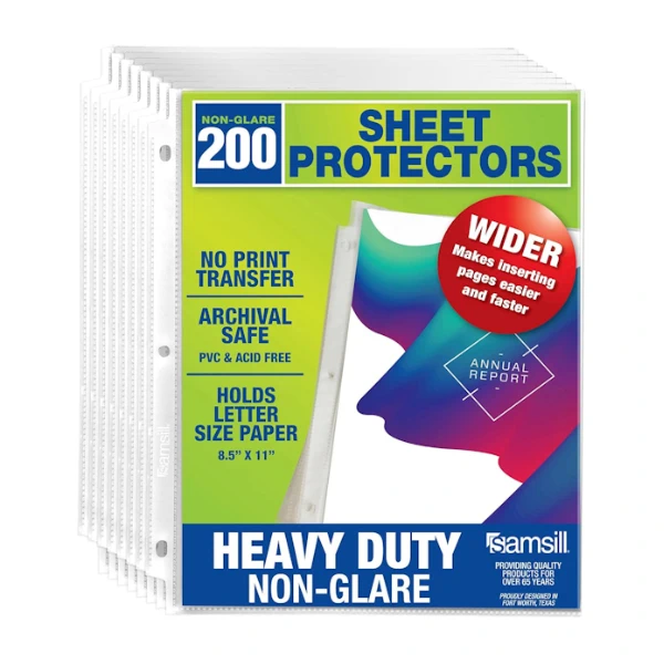non-glare sheet protectors