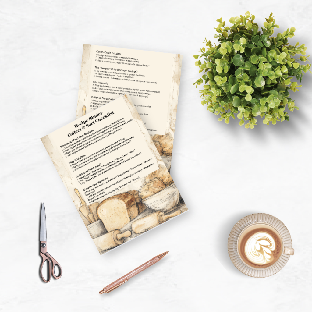 recipe binder collect and sort checklist