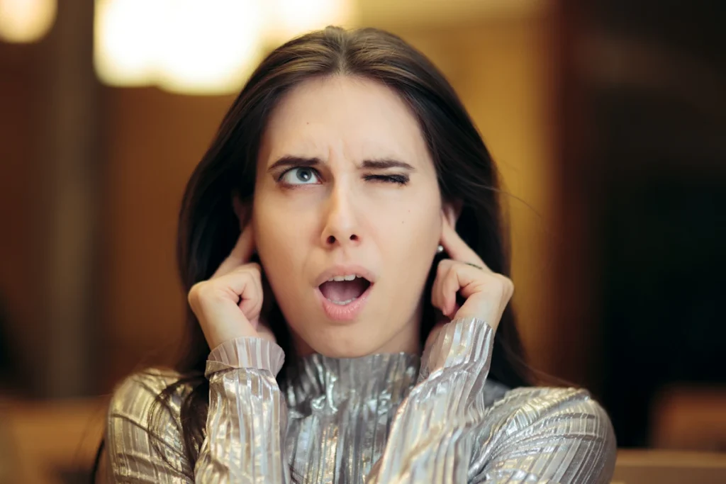 sensory overload with holiday music and crowd noise