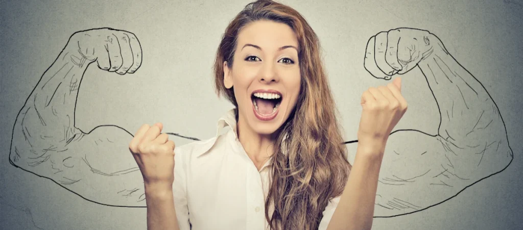 woman visualizing being strong like an athlete